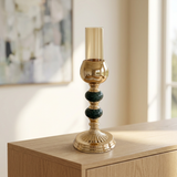 Polished Gold & Emerald Green Marble Candle Holder