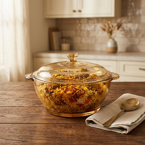 Elegant Diamond Tinted Glass Casserole Dish with Lid