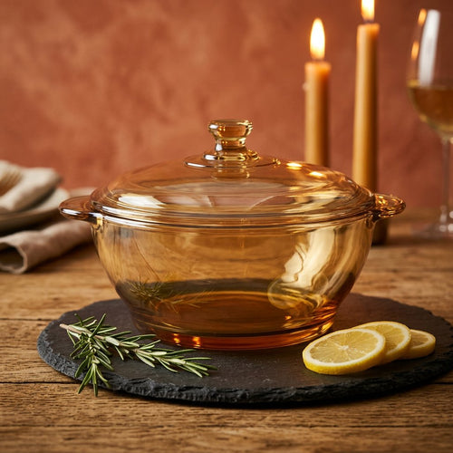 Elegant Diamond Tinted Glass Casserole Dish with Lid