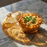 Elegant Diamond Tinted Glass Casserole Dish with Lid