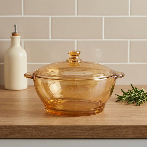 Elegant Diamond Tinted Glass Casserole Dish with Lid