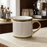 Elegant Carved Textured Ceramic Mug Collection