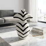 Black and White Striped Body Sculptured Vase