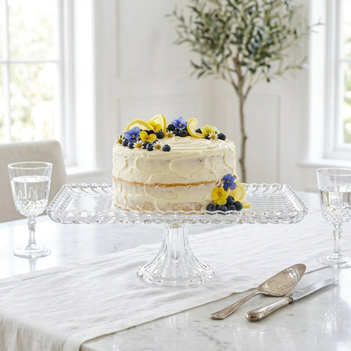 Elegant Fruit and Dessert Serving Tray with Scalloped Rim 14 Inch