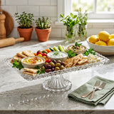 Elegant Fruit and Dessert Serving Tray with Scalloped Rim 14 Inch