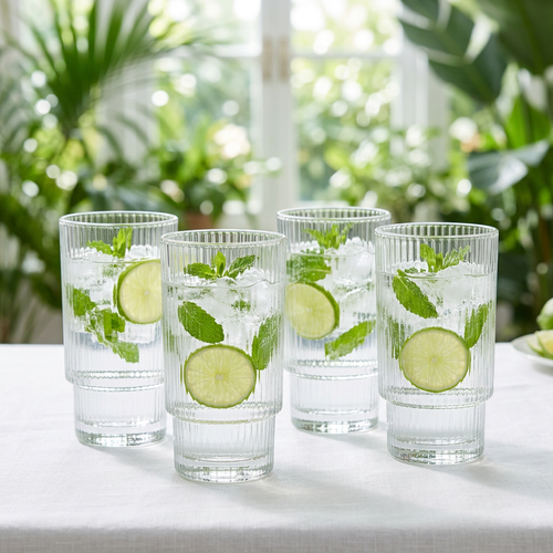 Elegant Crystal Clear Water & Beverage Glass Set of 3