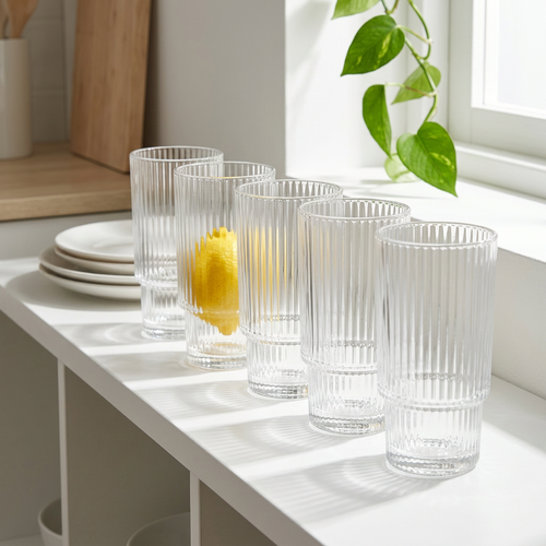 Elegant Crystal Clear Water & Beverage Glass Set of 3