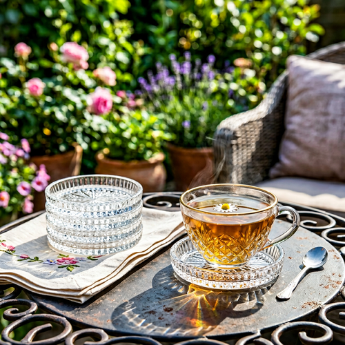 Regal Crystal Cut Glass Plate Coaster Set of 6 (4 Inch)