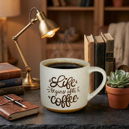 Vintage Cafe Typography Ceramic Mug