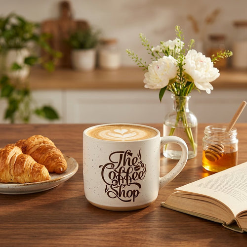 Vintage Cafe Typography Ceramic Mug