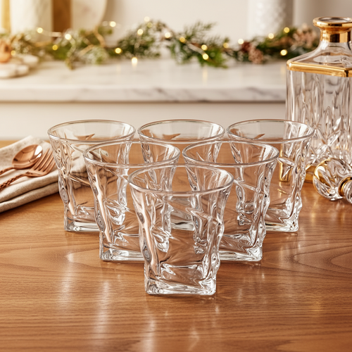 Luxury Crinkled Whiskey Glass Set of 6