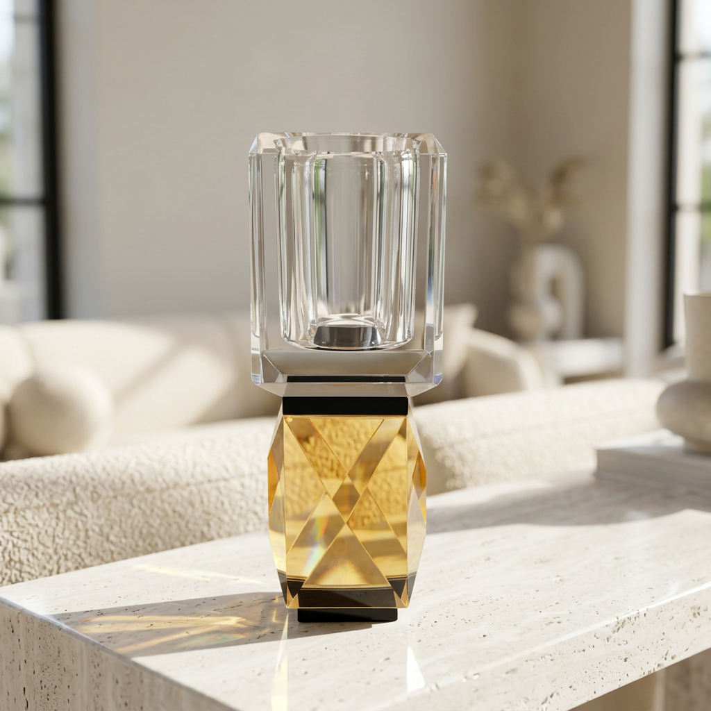 Elegant Geometric Crystal Tabletop Centerpiece