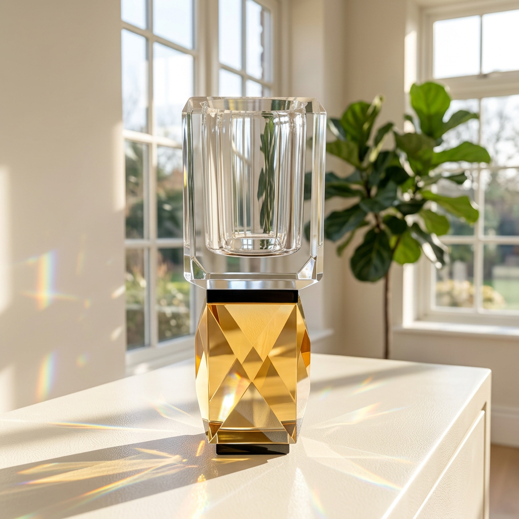 Elegant Geometric Crystal Tabletop Centerpiece