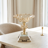 Elegant Gold Branch Crystal Glass Serving Stand