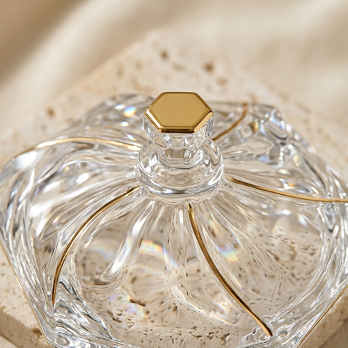 Elegant Crystal Decorative Bowl with Lid