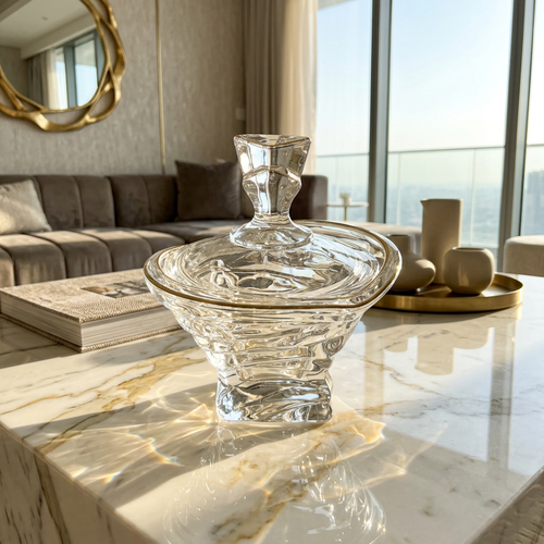 Wave Formed Crystal Sugar & Candy Jar