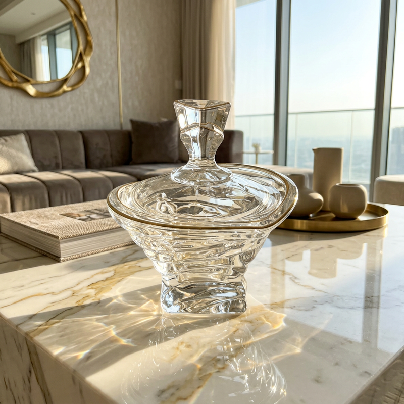 Wave Formed Crystal Sugar & Candy Jar