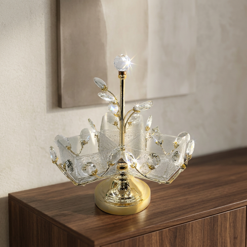 Luxe Crystal Square Bowl Dry Fruit & Condiment Server Set