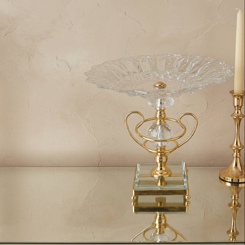 Luxury Crystal Fruit Bowl with Gold Platter Stand
