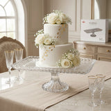 Elegant Scalloped Rectangular Pedestal Glass Tray 14 Inch