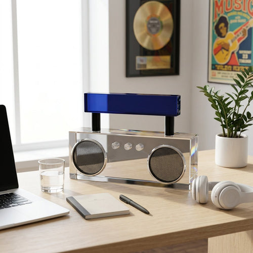 Elegant Crystal Retro Boombox Speaker Showpiece