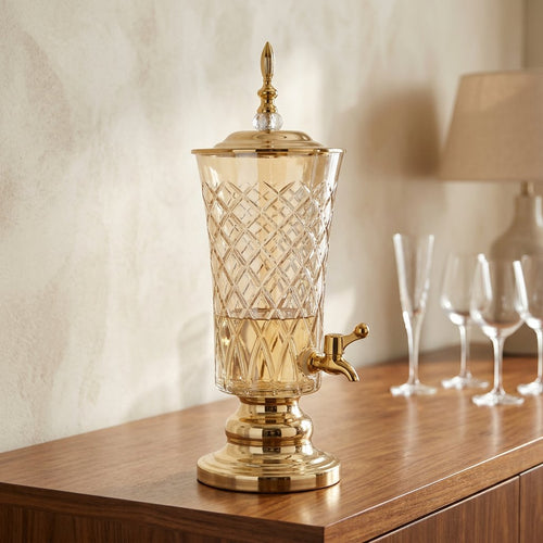 Luxury Gold Pedestal Server with Crystal Lid
