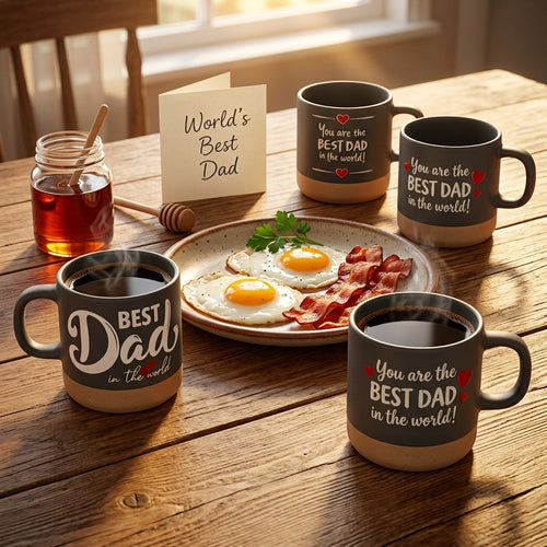 Matte Grey "Best Dad" Ceramic Coffee Mug 360 ML
