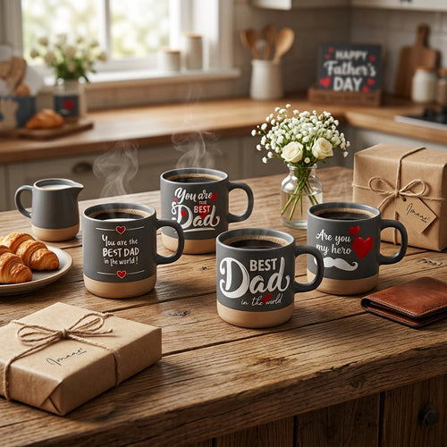 Matte Grey "Best Dad" Ceramic Coffee Mug 360 ML