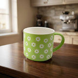 Vintage Daisy Flower Patterned Coffee Mugs