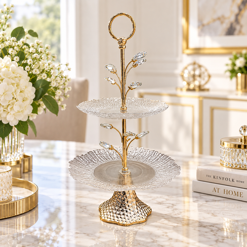 Botanical Crystal 2-Tier Serving Platter