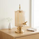 2.8L Amber Glass Beverage Dispenser with Gold Spigot & Base