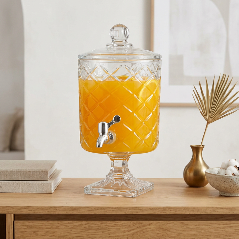 3-Litre Vintage Glass Juice Dispenser with Chrome Tap