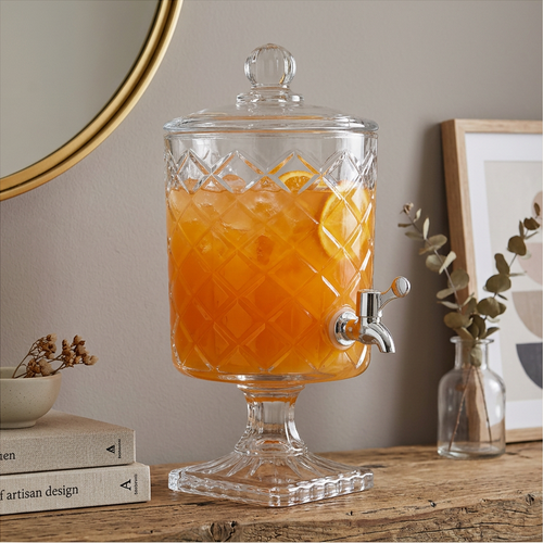 3-Litre Vintage Glass Juice Dispenser with Chrome Tap