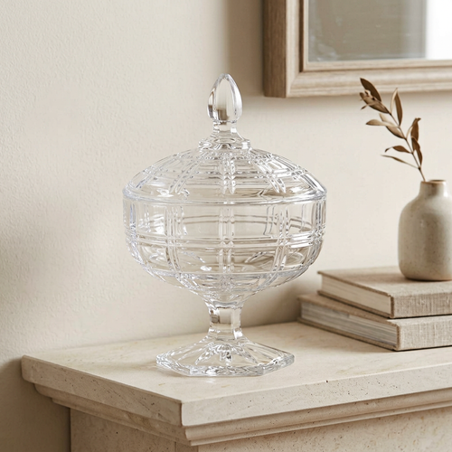 Elegant Pedestal Glass Candy Jar with Lid 5.8 Inch