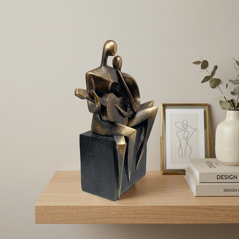 Abstract Romantic Couple Playing Guitar Statue