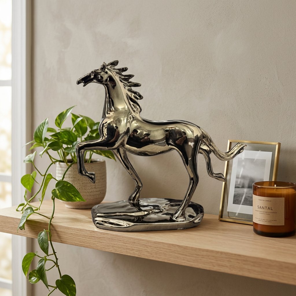 Luxury Polished Chrome Horse Statue