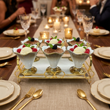 Luxury Gold Trimmed Dessert Cup Set with Tray & Spoons 13Piece