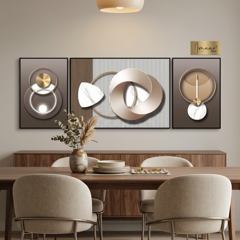 Gilded Interlocking Infinity 3D Canvas Art Set of 3