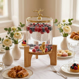 Royal Crest Glass Beverage Dispenser with Wooden Stand