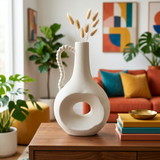 Twisted Handle Off-White Textured Vase