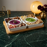 6-Piece Modular Appetizer & Dip Serving Set with Bamboo Tray