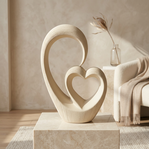 Abstract Dual Heart Ceramic Sculpture