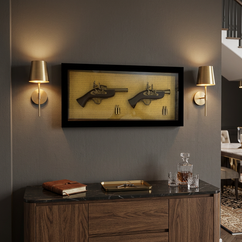 Vintage Flintlock Pistol 3D Framed Shadow Wall Art