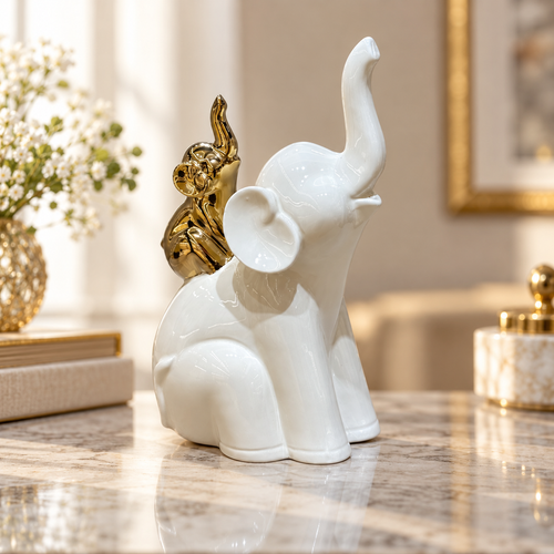 Mother & Baby Back Rider Elephant Sculpture