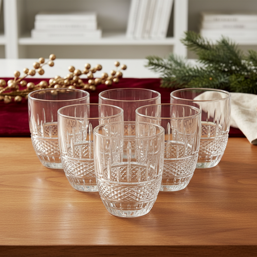 Elegant Diamond Cut Fashioned Glasses Set of 6