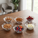 Petal Contoured Glass Dessert & Snack Bowls Set of 6