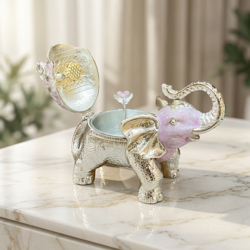 Royal Pink Silver Plated Elephant Serving Jar