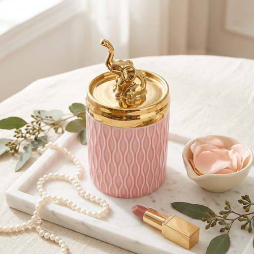 Majestic Elephant Ceramic Storage Canister Jar