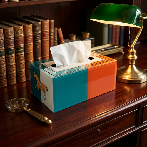 Vibrant Color-Blocked Horse Motif Tissue Box Cover
