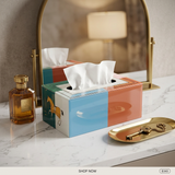Vibrant Color-Blocked Horse Motif Tissue Box Cover